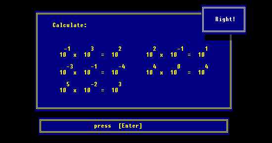 Exercise 3 of Powers of Ten; in the demo this exercise is fully working