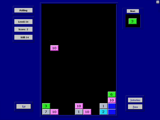 Using the arrow-keys you make addition sums with the falling numbers